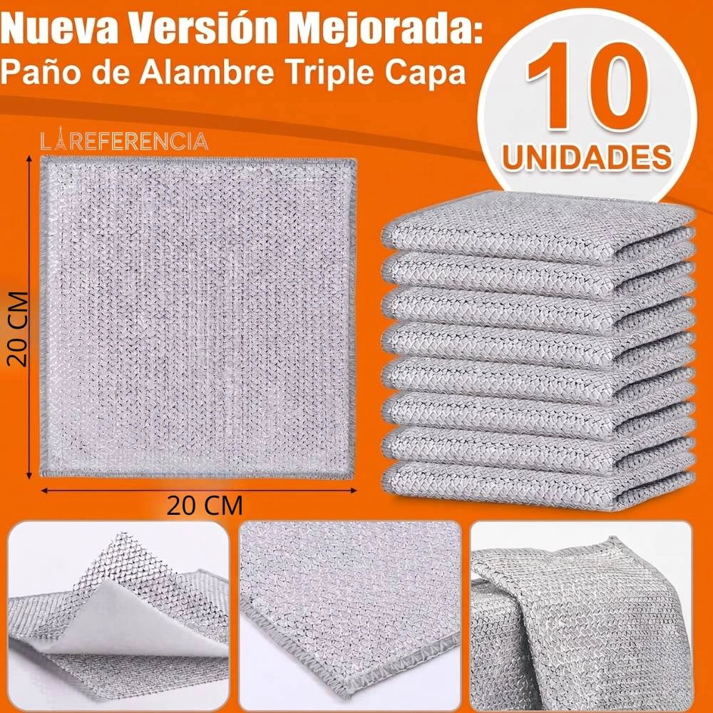 PAÑOS ANTIRAYONES X10® - ARRANCA GRASA SIN DAÑAR EL TEFLÓN